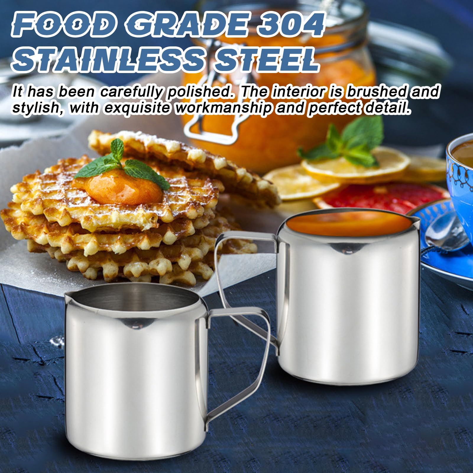 Set 6 Bricchi Latte Acciaio Inox 90 Ml - Piccoli Lattiere Per Caffè, Cappuccino E Schiuma Latte - Ideali Per Bar E Casa - Foto 6