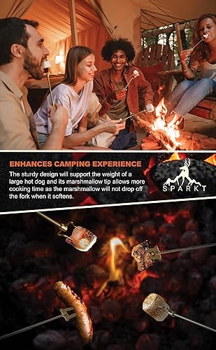 Miniatura 3 de SPARKT Lo último en asadores de barbacoa palo telescópico de doble punta para asar perros calientes y brocheta de fogata de malvavisco ideal para