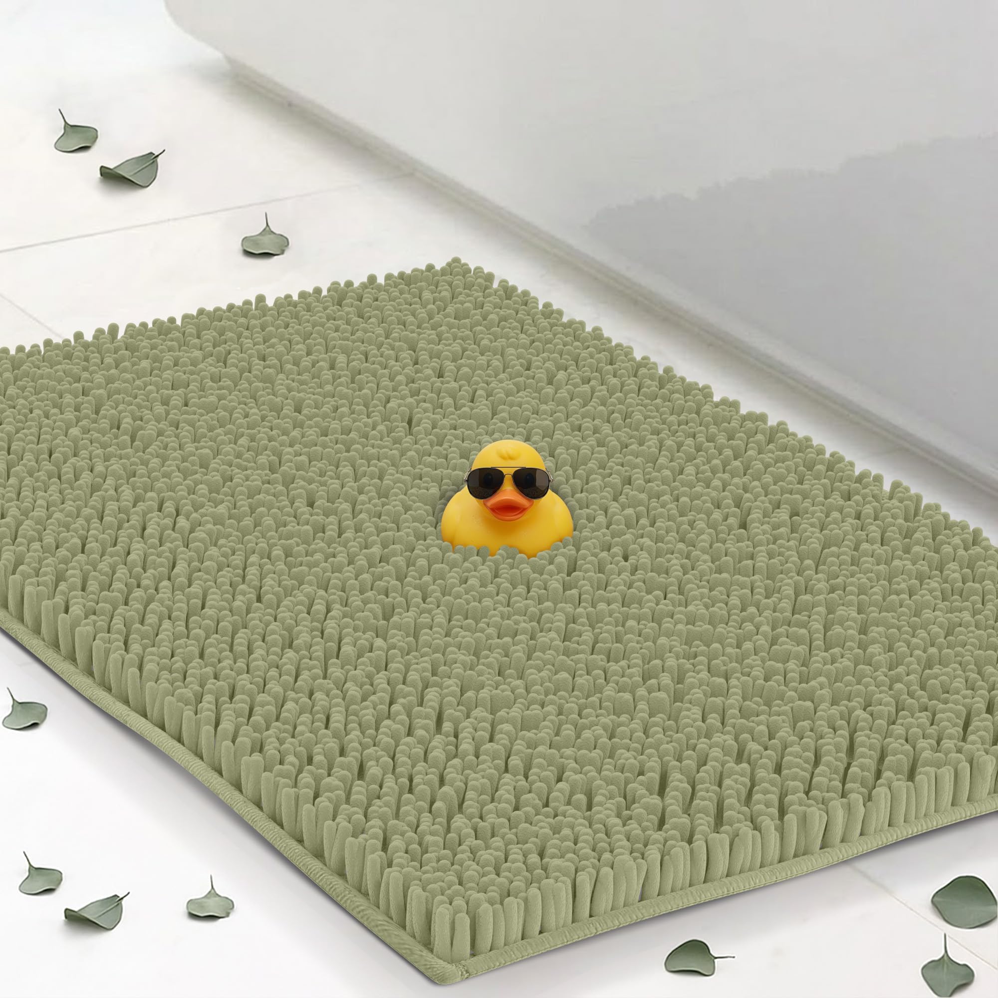 ITSOFT Plush Bathroom Rug 47"x21", Absorbent Machine Washable Non Slip Chenille Bath Mats, Quick Dry Bathmat, Bath Rugs for Bath, Shower, Bedroom, or