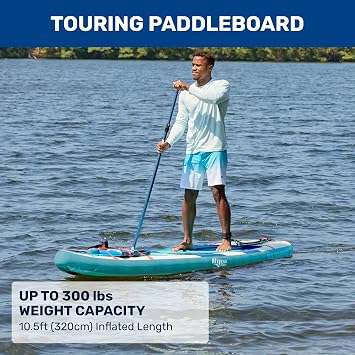 Aqua PRO Halcyon Touring Inflatable Stand-Up Paddleboard iSUP, Sleek Stable Design with Non-Slip EVA Deck, Includes Paddle, Ankle Leash, Pump and Carry/Storage Bag