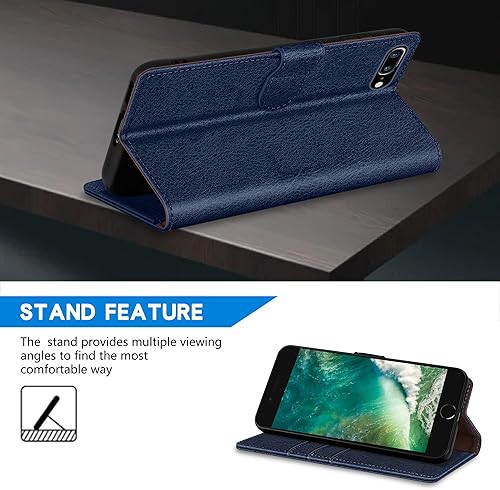 Miniatura 5 de ZZXX Funda tipo cartera para iPhone 7 PlusiPhone 8 Plus con bloqueo RFID, ranura para tarjetas, función atril, cierre magnético, funda protectora de