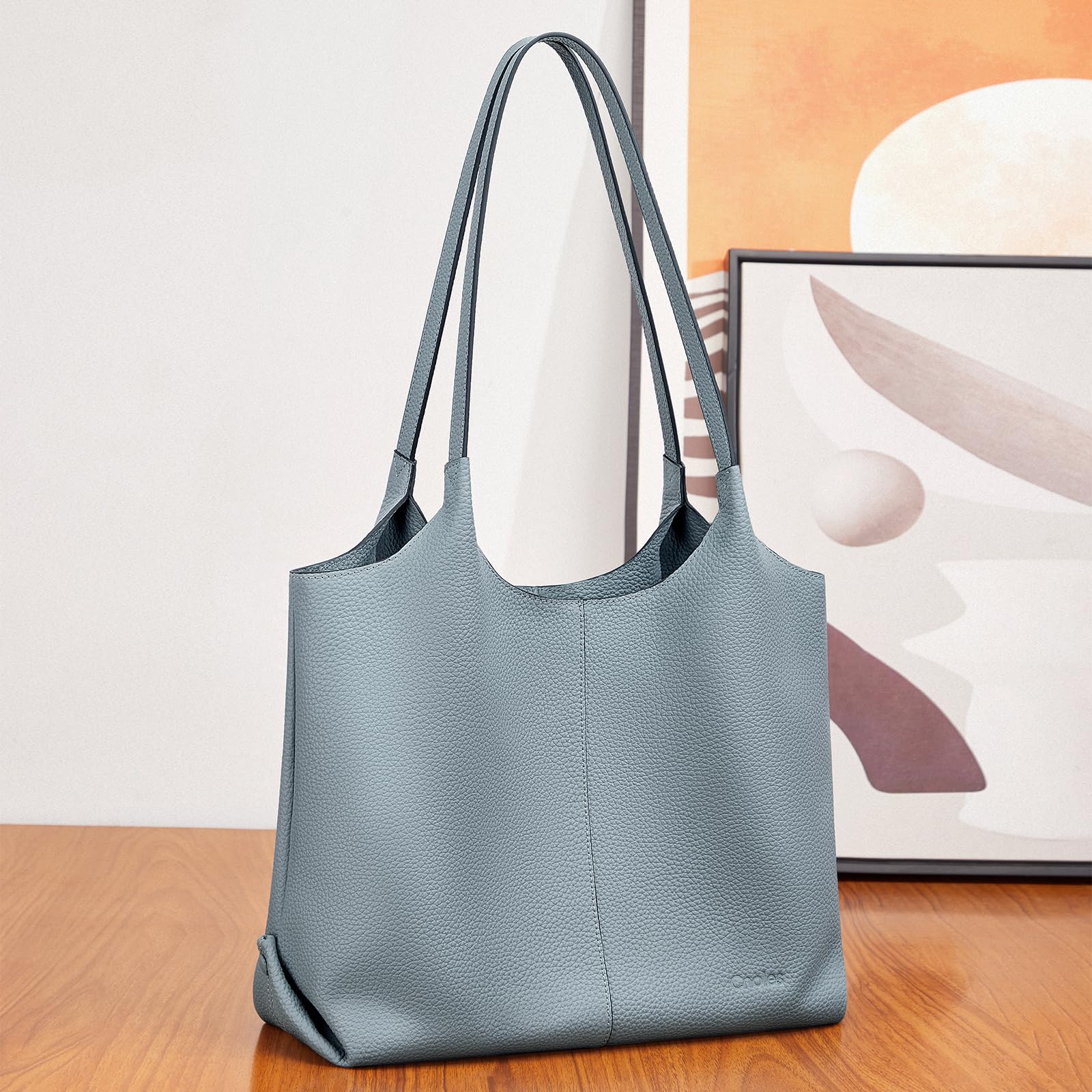 Cnoles Damen Shopper Leder Tote Bag Handtasche Groß Damen Schultertasche für Büro Schule Einkauf