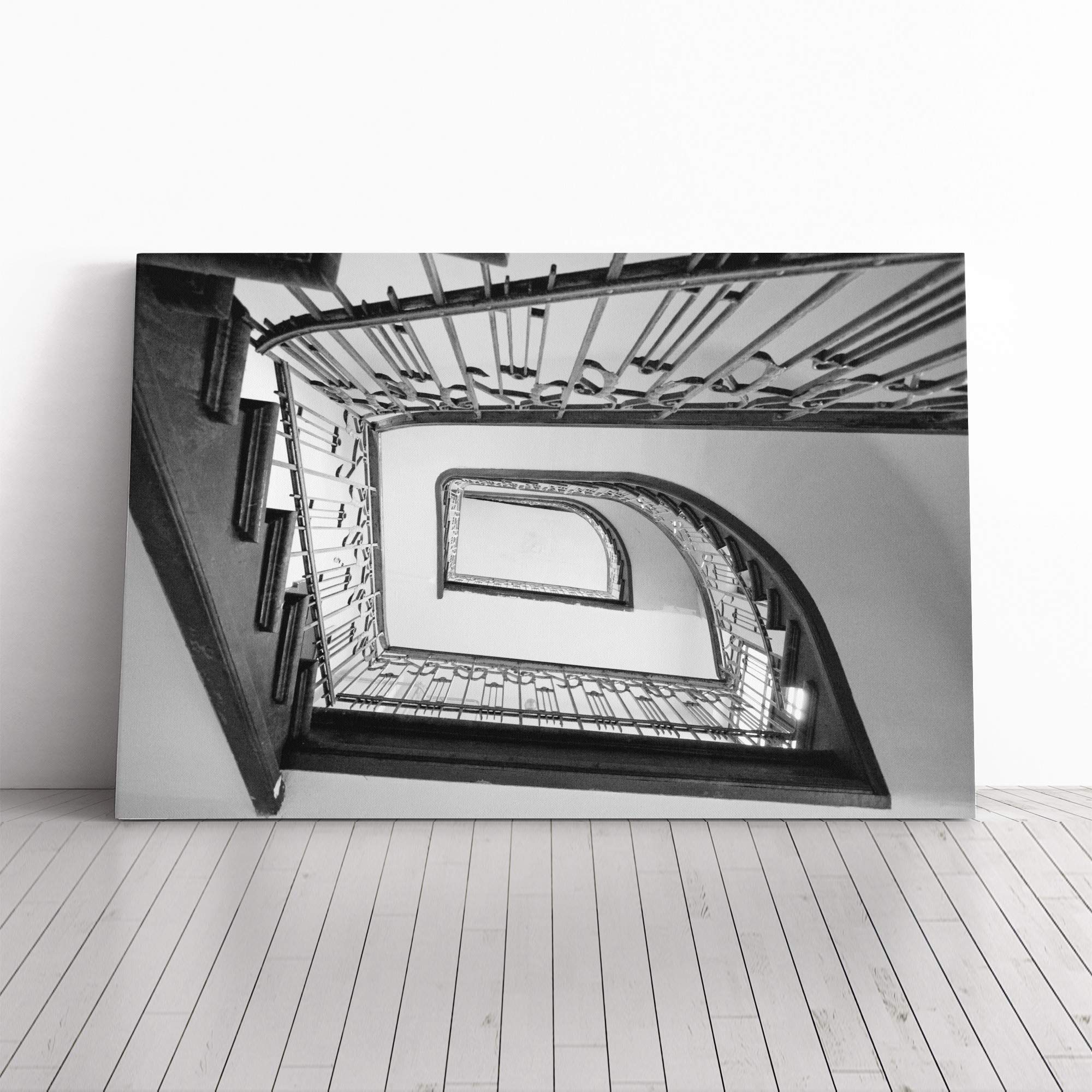 Architecture Staircase (3) Canvas Print | Gallery Wrapped 30mm Frame Wall Art | 20x14 inches | Ready to Hang | Modern Cityscape Picture | Living Room Bedroom Lounge Office
