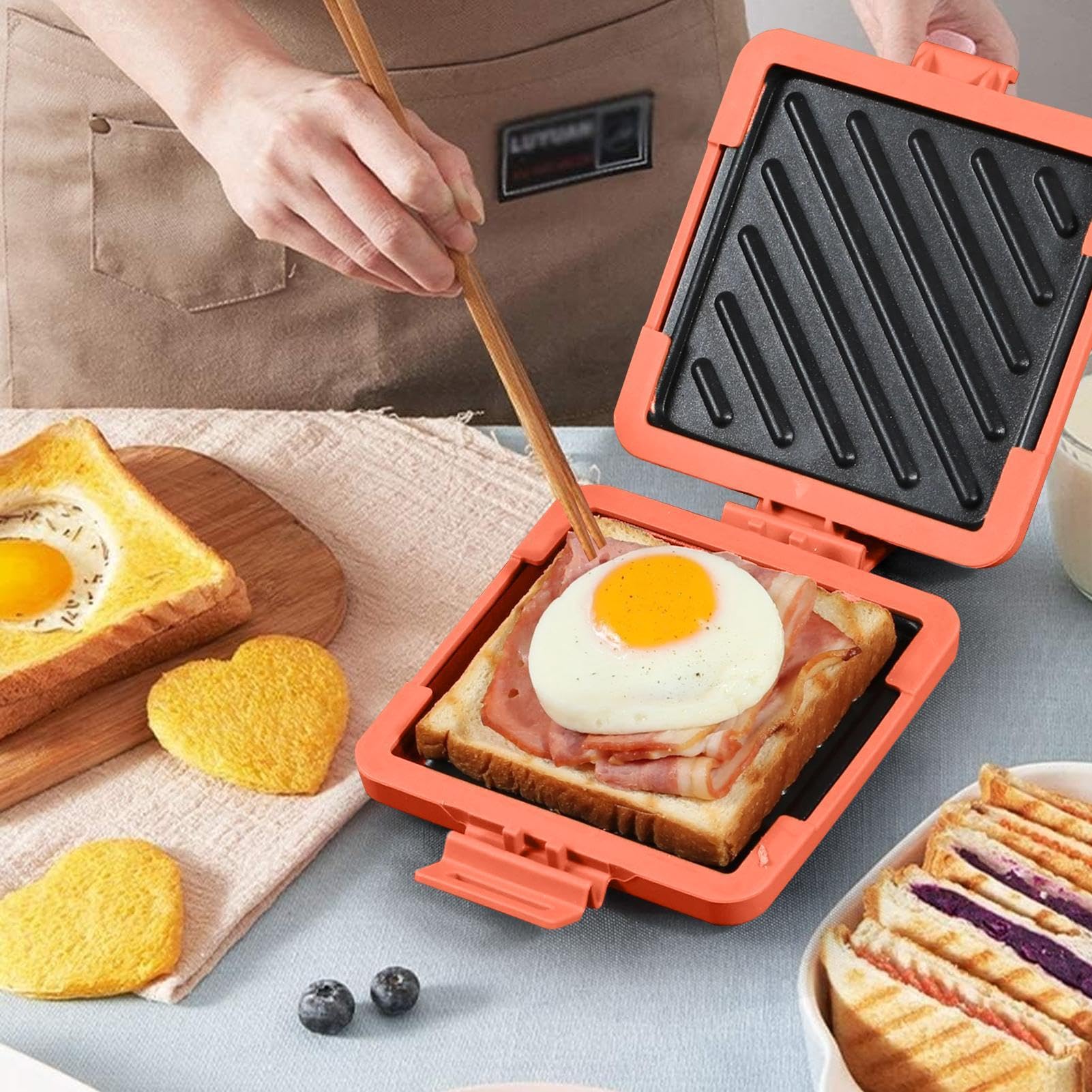 Maszyna do kanapek z tostami mikrofalowymi, kuchenka mikrofalowa z grillowanym serem, kuchenka mikrofalowa, urządzenie do tostów, bez prądu, opiekacz do kanapek mikrofalowych, bezprzewodowy ekspres do