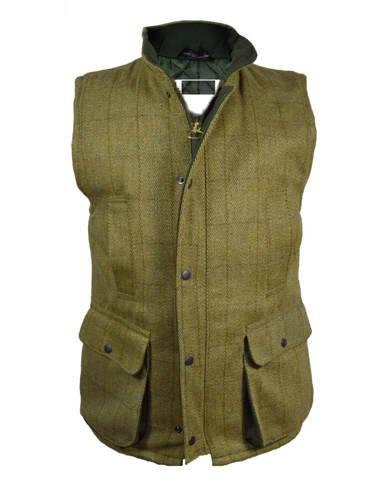 Kentex Countrywear New Mens Tweed Derby Gilet British Made Outdoor Bodywarmer Quilted Waistcoat Jacket Fishing Hunting Shooting (Small, Dark Tweed)