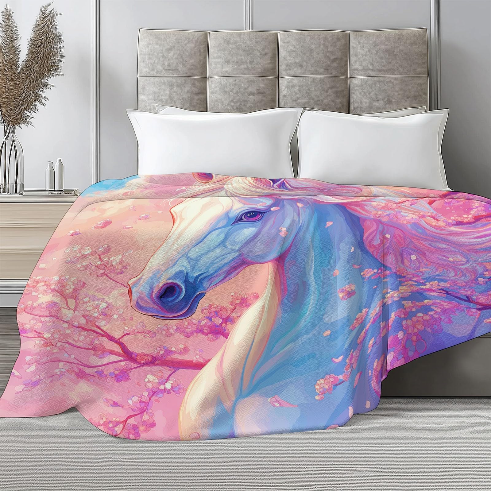 CozyRest Manta de Felpa de Lujo para Sofá y Cama, Caballo al Galope 220 x 240 cm - Ultra Suave, Ligera y Cálida, Invierno