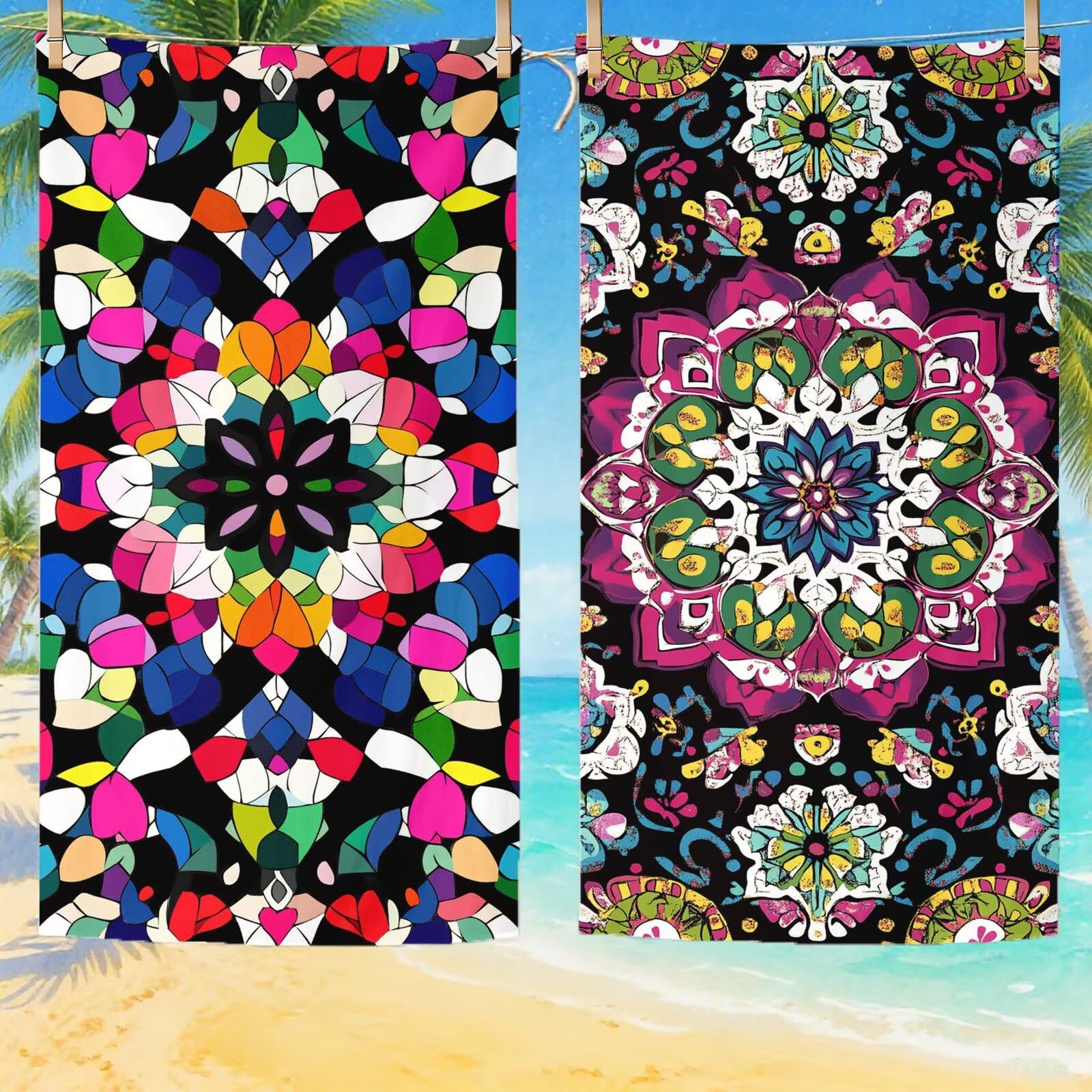 Serviette de Plage XXL 100x200 cm,Couleur Serviette Plage Microfibre avec Séchage Rapide, Anti-Sable, Absorbante Fonction Design pour Vacances Piscine Pique-Nique Voyages Yoga, Cadeau Femme Q-339