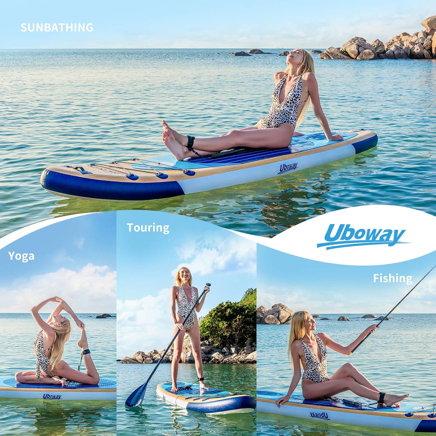 Uboway Inflatable Stand Up Paddle Board 11' Paddleboard Inflatable Ultra-Light with Premium Sup & Backpack Accessories for All Skill Levels, Non-Slip Deck, Dry Bag & Hand Pump, Fish Design : Sports & Outdoors