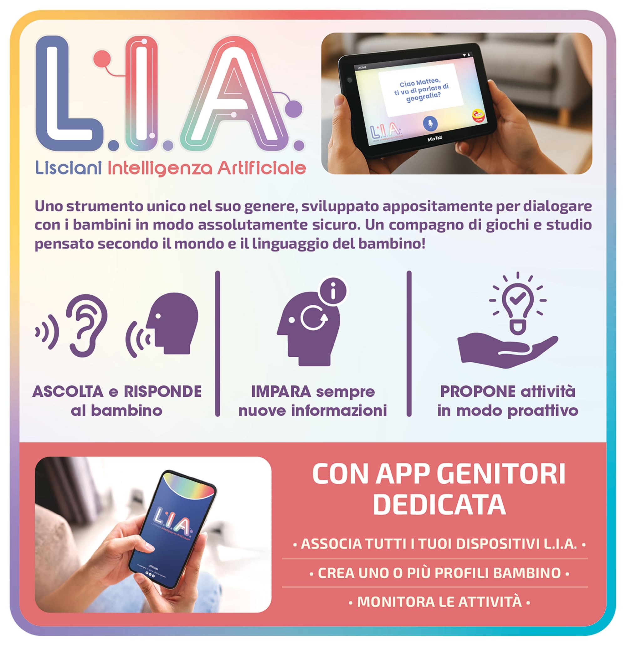 Lisciani Giochi - Hi Tech Educativo L.I.A. Mio Tab 7", 114214