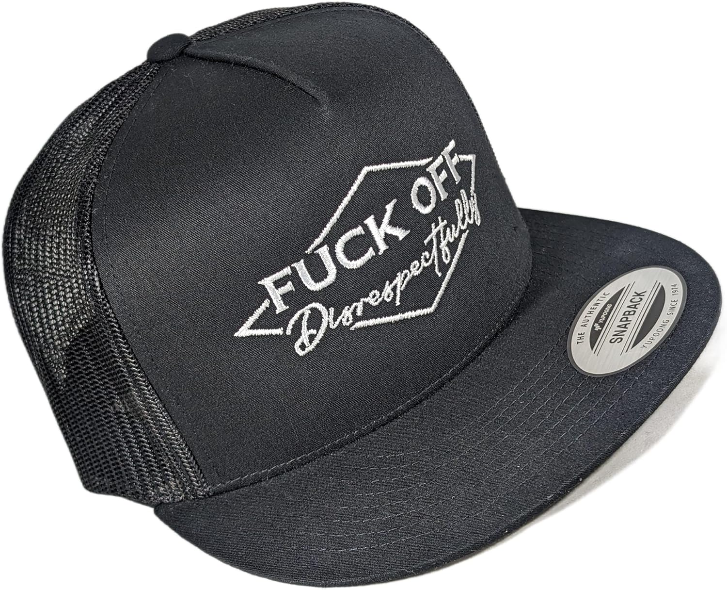 Classic Snapback Fuck Off Disrespectfully Five Panel Black Hat - Image 2