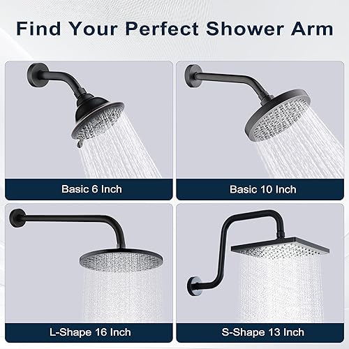 Vista 36 de BRIGHT SHOWERS Brazo de extensión de cabezal de ducha de 13 pulgadas con brida en forma de S, extensor de altura alta, brazo largo de acero Cromo