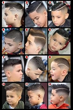 LGDSBHH Boys Hair Design Chart Canvas Wall Art - Kids Hair Tattoo Barber Shop Poster - Hair Salon & Stylist Decor - 16x24 Inch Unframed