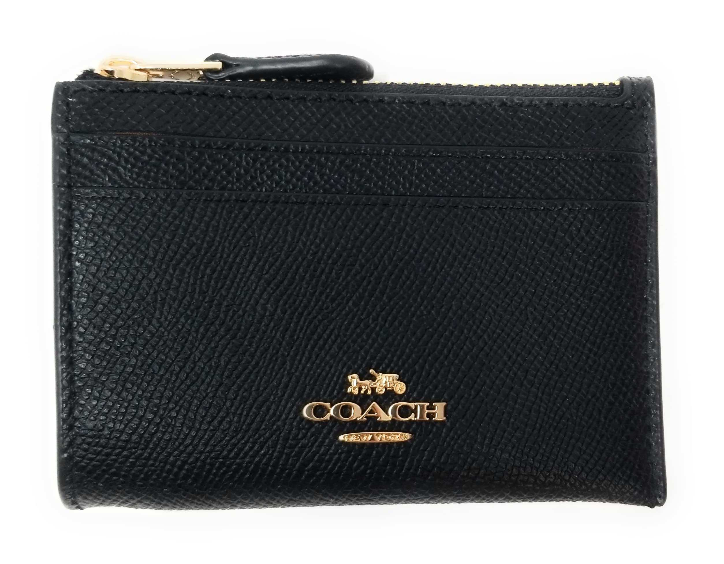 COACH Mini étui d'identification skinny pour femme (cuir croisé, noir), noir, classique, Noir , Classique