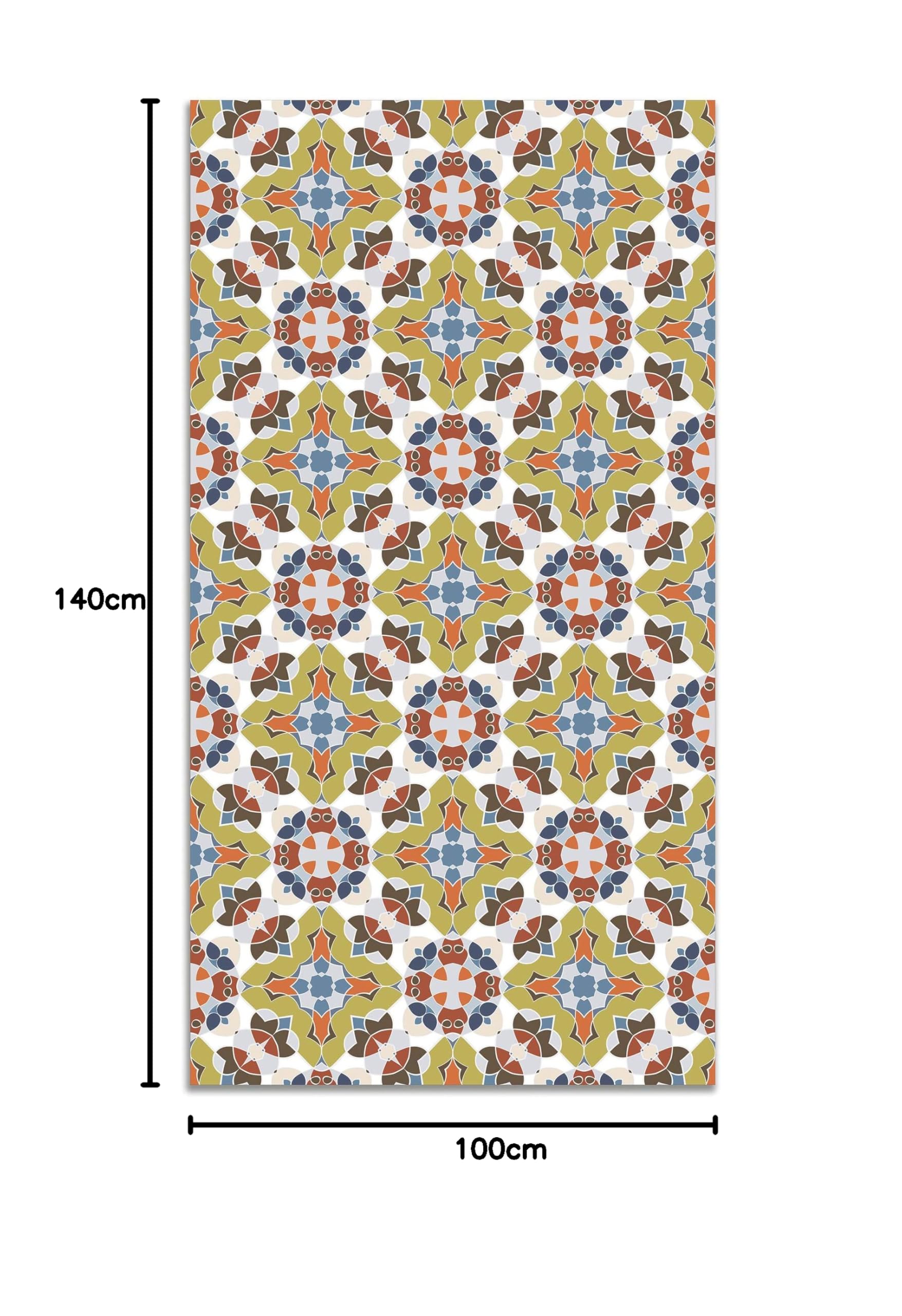 Panorama Tapis Vinyle du Sol Cuisine Salle de Bain - Différentes Tailles - (Tuile Style Oriental Original 100x140 cm)