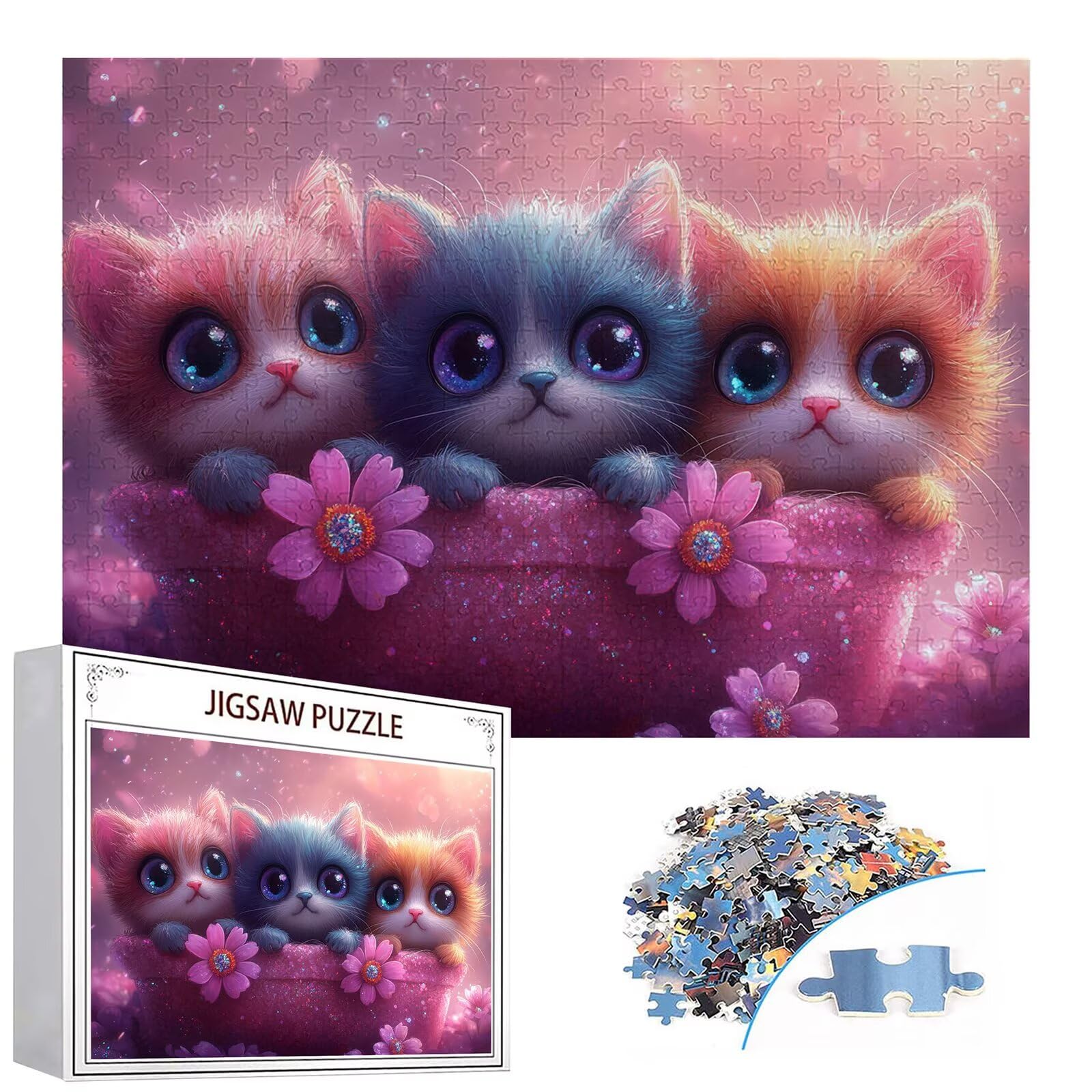 Puzzle 4000 elementów kot puzzle dla dorosłych kwiaty 141 x 87 cm unikalne rzemiosło klasyczne 3D drewniana układanka do rodzinnych gier aktywnych, układanka do samodzielnego wykonania nawet do