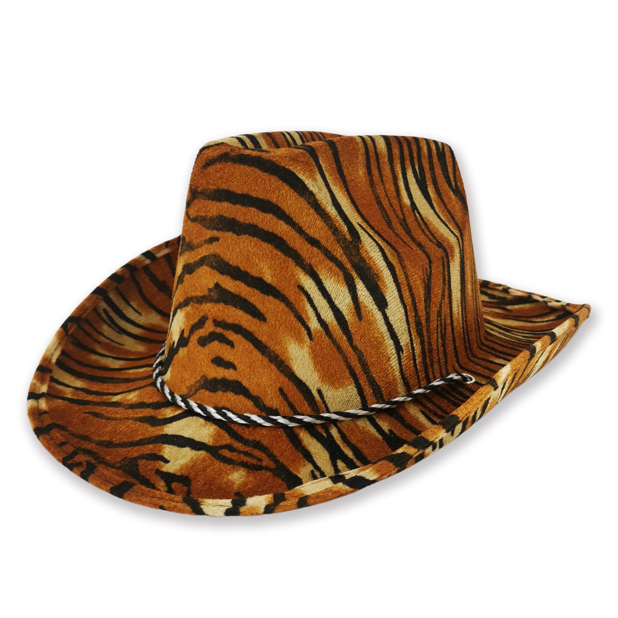 Pohotobooth Props Ltd Western Cowboy & Cowgirl Hats – One Size Fits Most – Perfect for Rodeos, Costumes, Festivals, Parties & Country-Themed Outfits (Tiger Print)