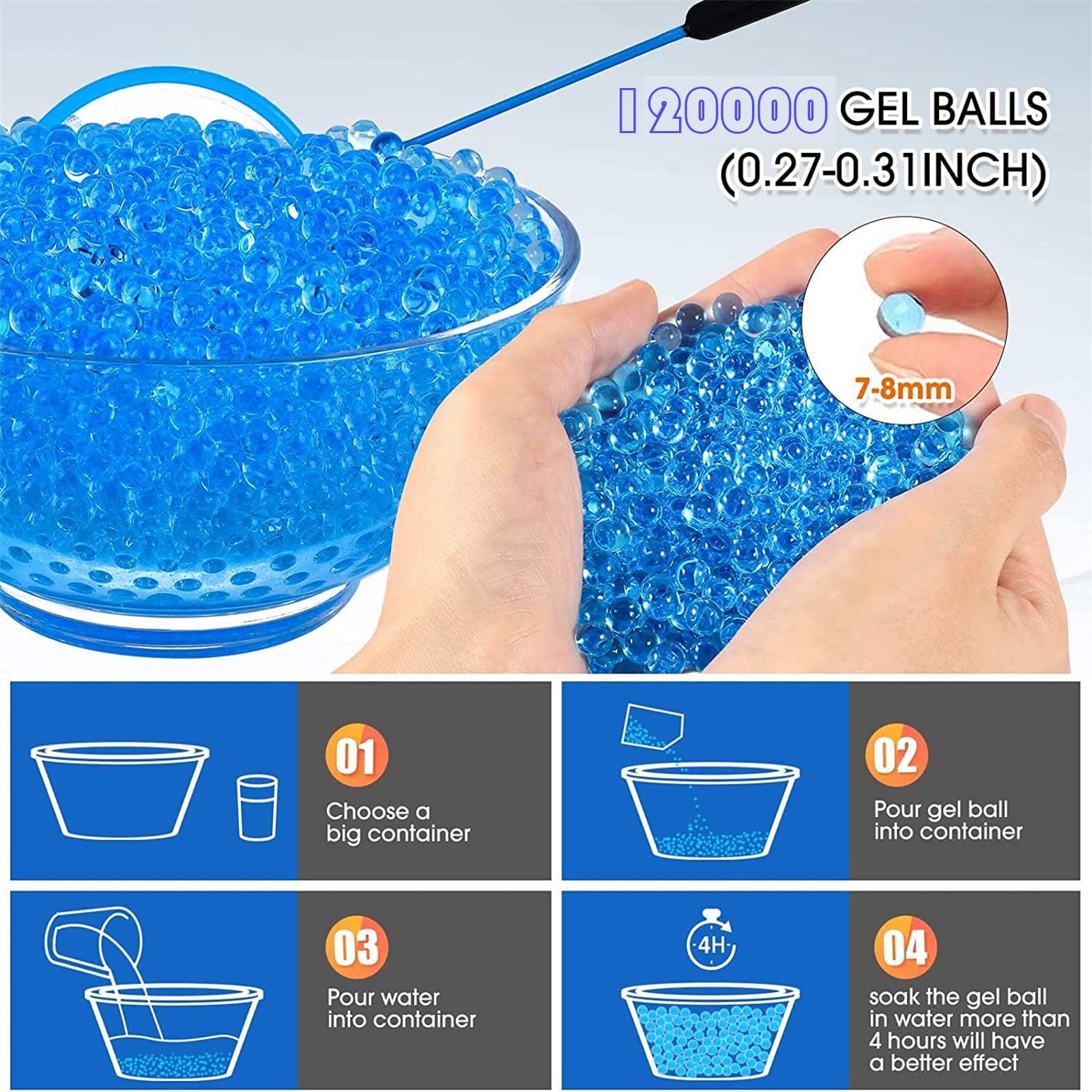 Gel Blaster Ammo 120000 Pcs, Gel Blaster Bullets 7-8mm Gel Splatter ...