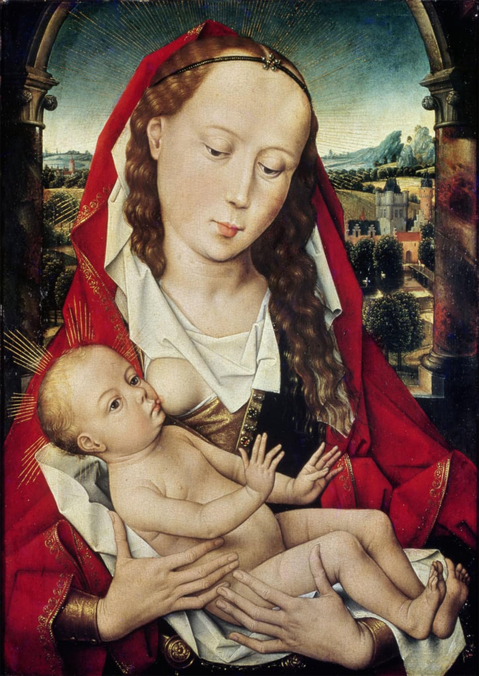 SERENDIPITP Vintage Picture Print on Canvas Wall Art Poster Virgin and Child by Hans Memling Artwork Print Poster for Wall Decor 60x90cm