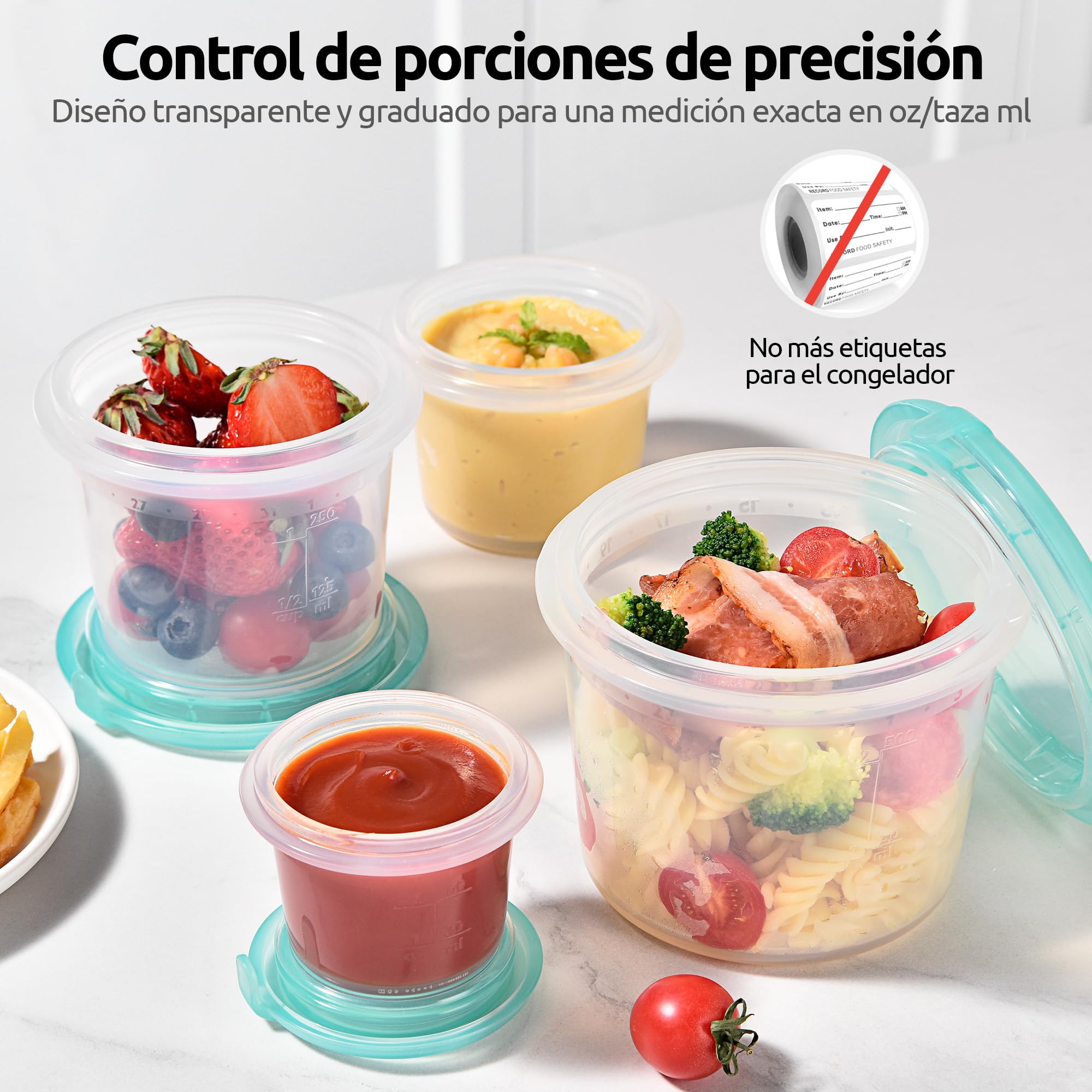 U-Taste Recipientes de Silicona, Alimentos, 60/125/250/500ml