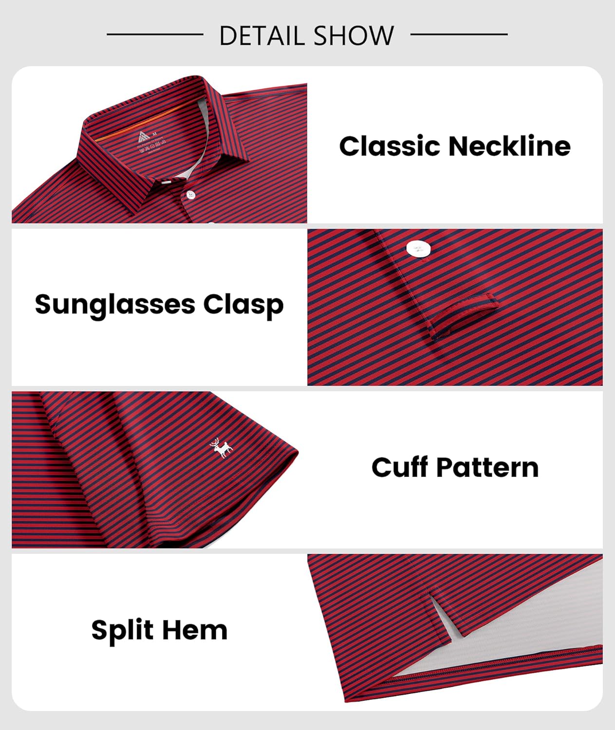 ZITY Men Golf Polo Shirts Short Sleeve Striped UPF 50+ Moisture Wicking Casual Collared Print T-Shirt for Men - Image 4