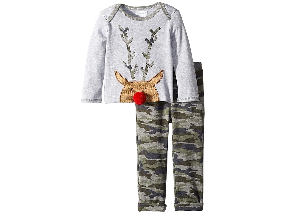 

Mud Pie Christmas Camo Reindeer Long Sleeve Two-Piece Set (Infant) (Gray) Boy's Pajama Sets