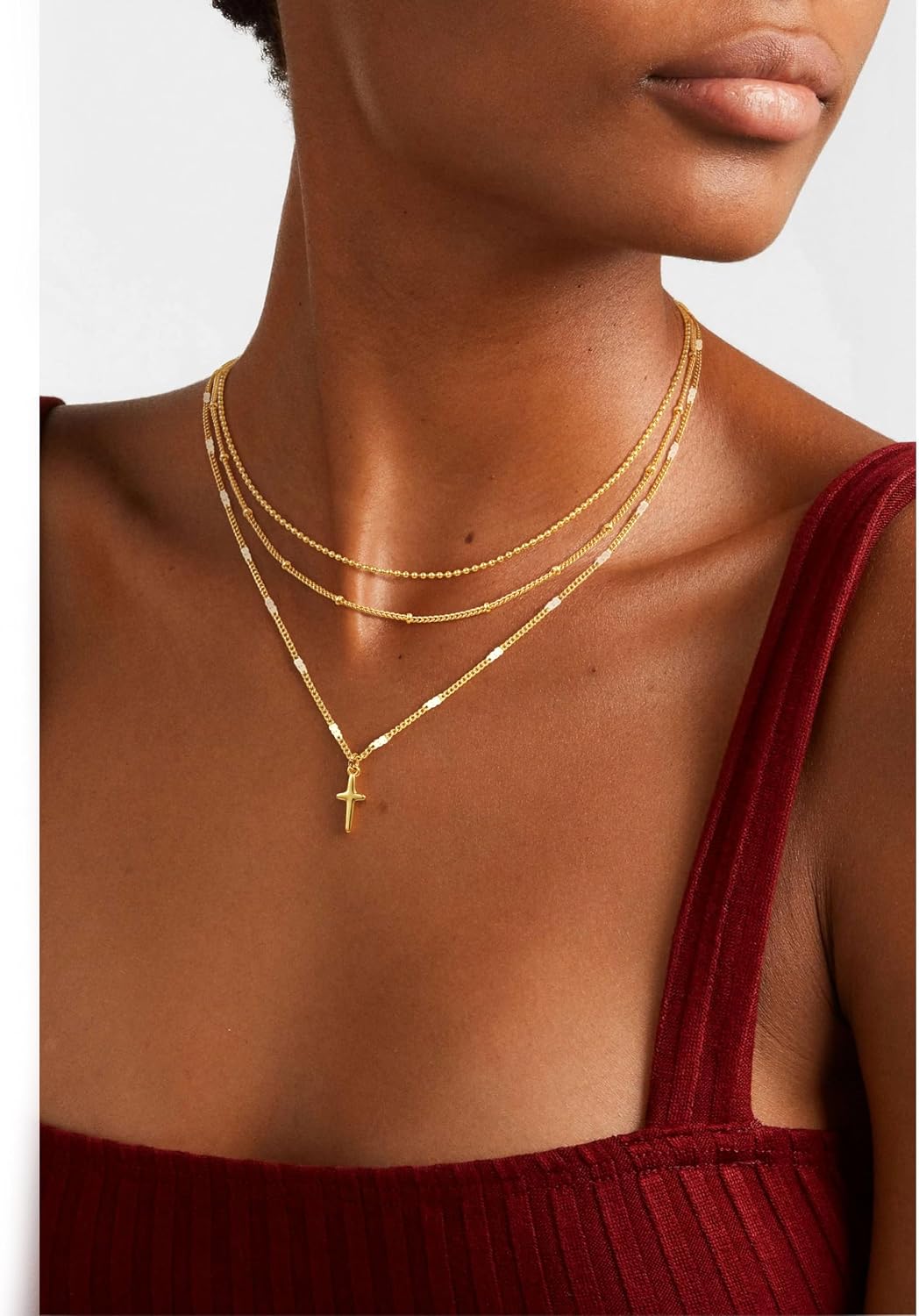 14K Gold Plated Layered Necklaces for Women, Dainty Gold Chain Necklace Set, Trendy Stackable Choker with Pendant, Minimalist Fashion Jewelry Gifts