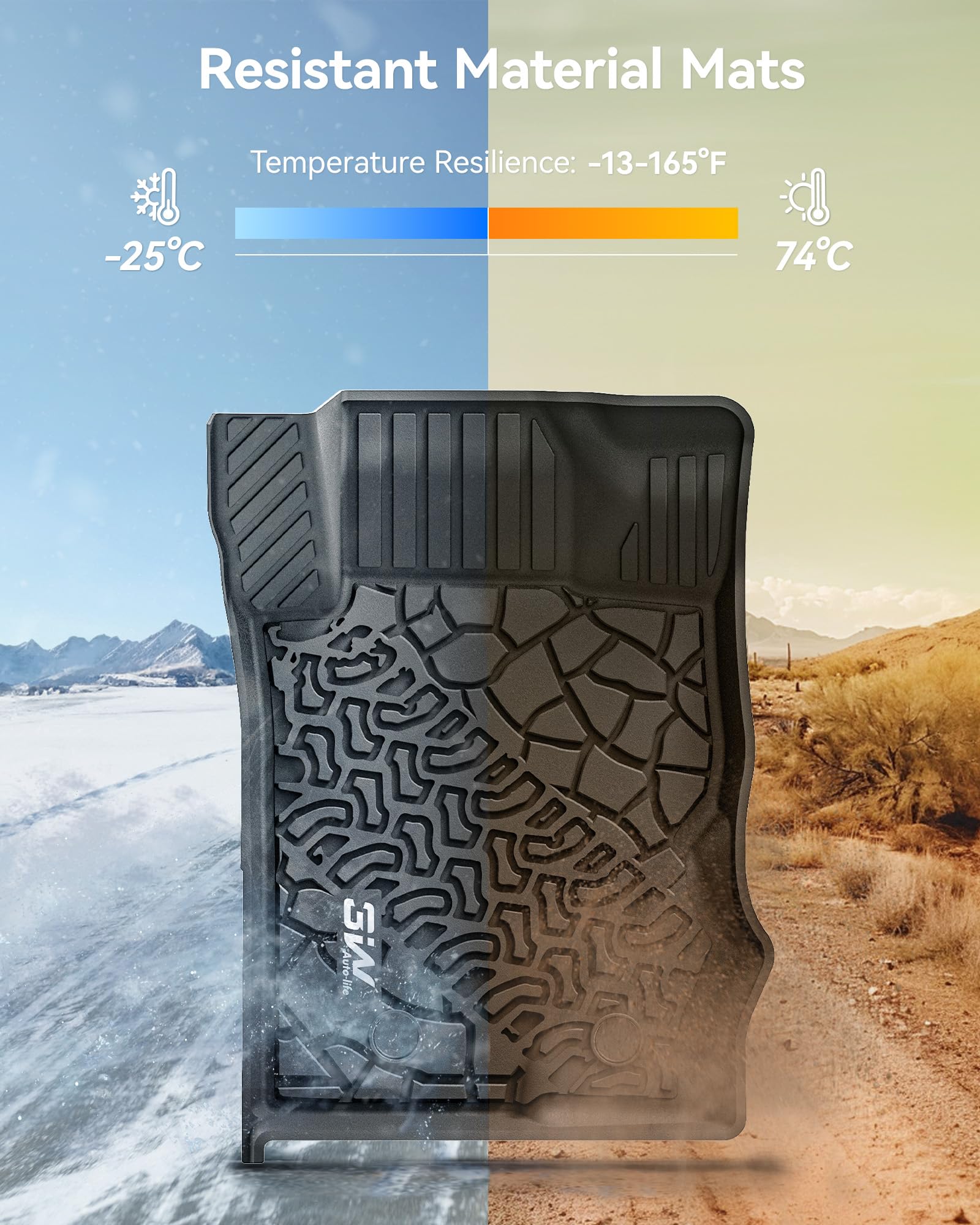 3W Ford Bronco Floor Mats Cargo Liner Back Seat Cover Custom Fit for 2021 2022 2023 2024 2025 — view 7