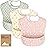 3-Pack Waterproof Baby Bibs for Eating - Lightweight Toddler Feeding Bibs with Large Food Catcher, Mess Proof, Food-Grade Baby Eating Essentials, Easy to Put On & Clean (Fleur)