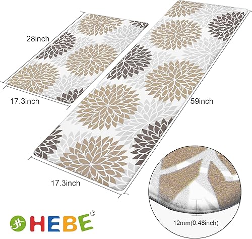Miniatura 219 de HEBE Kitchen Mat 20"x71" Anti Fatigue Floor Mat Runner Non Slip Kitchen Mats for Floor Waterproof Kitchen Rugs and Mats Ergonomic Cushioned Comfort