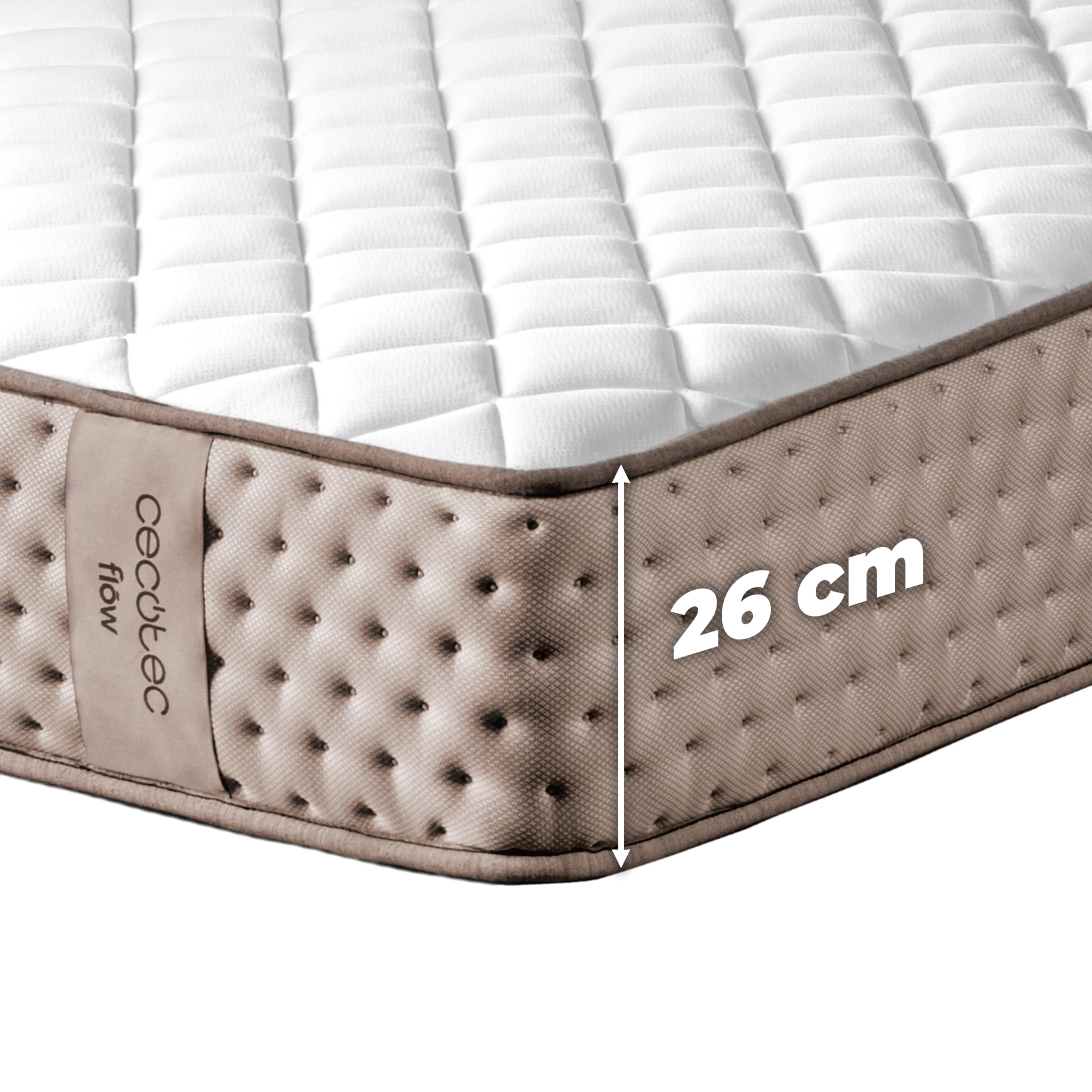 Cecotec Materasso Memory Singolo e Molle Insacchettate Flow 6790 Hybrid 90x190.Multistrato, Altezza 26cm, Durezza, Indipendenza Letti, Traspirante, Ergonomico, Doppio Lato, Anallergico Antiacaro