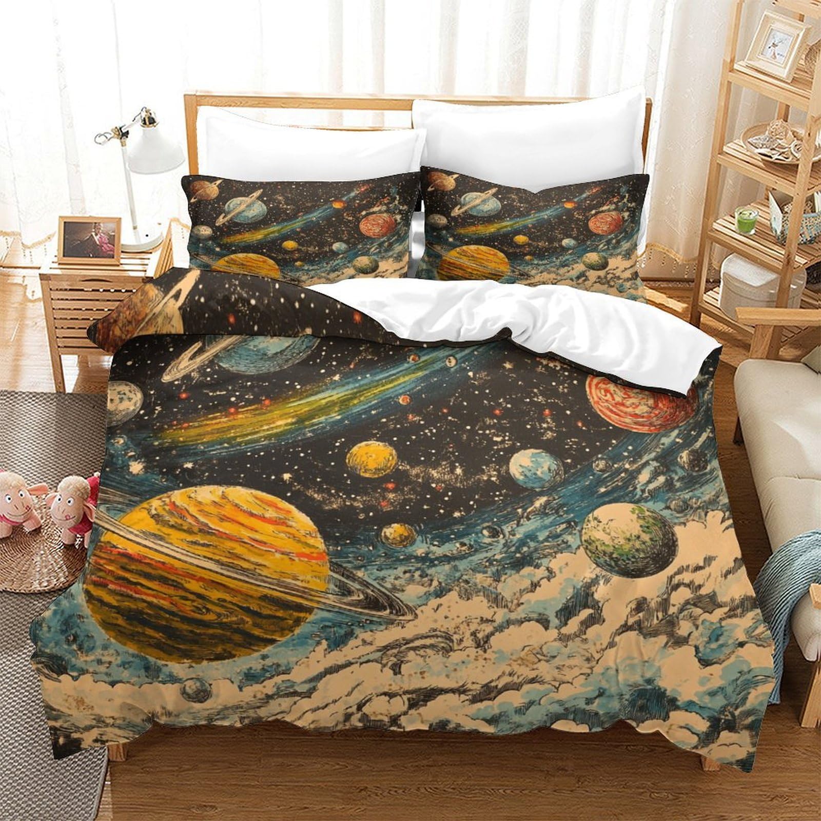Linge de lit galaxie 3D pour s'endormir sous les étoiles en douceur