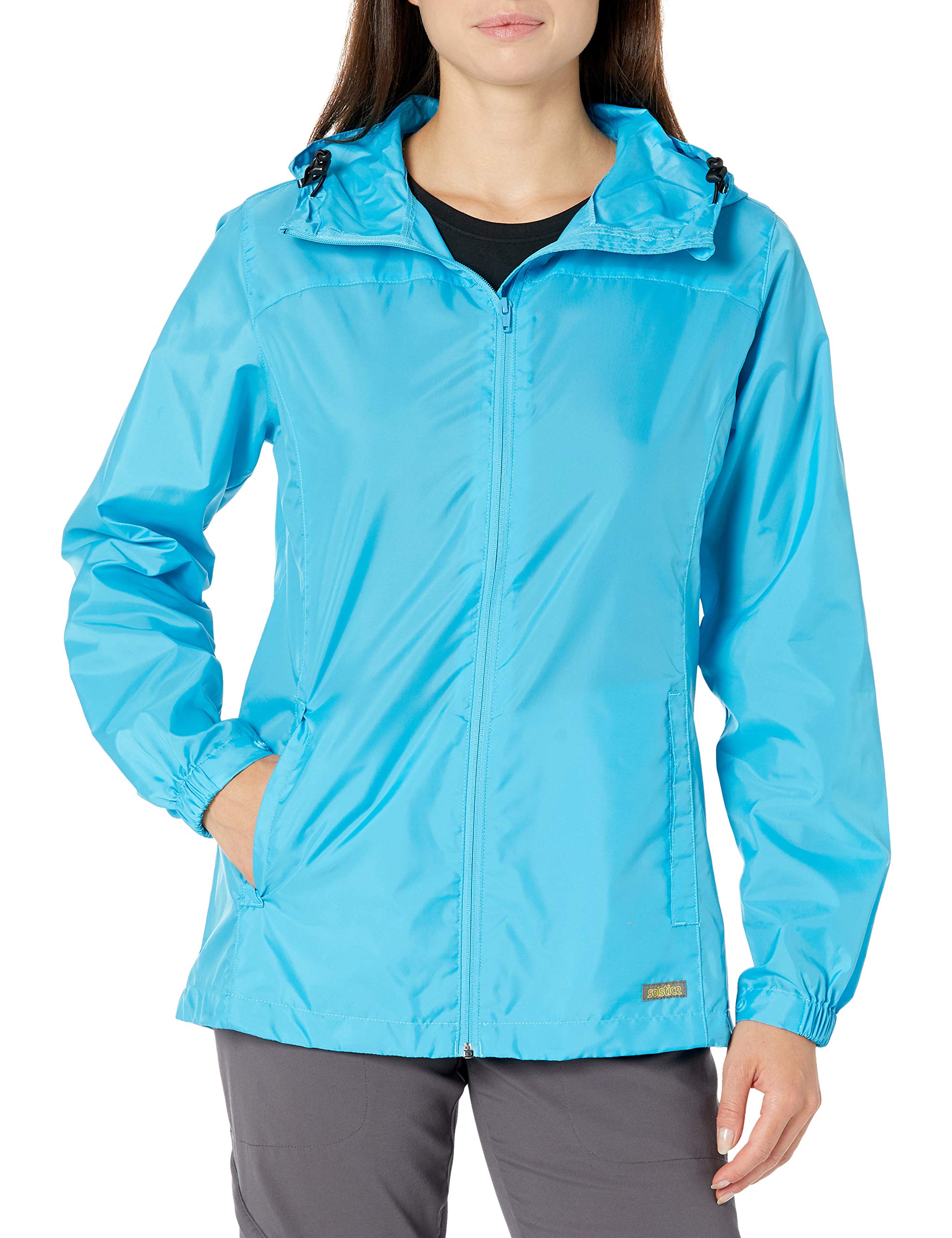 LupstySolstice Apparel Women's Non-Taped Rain Jacket, Cyan Blue, Extra Large