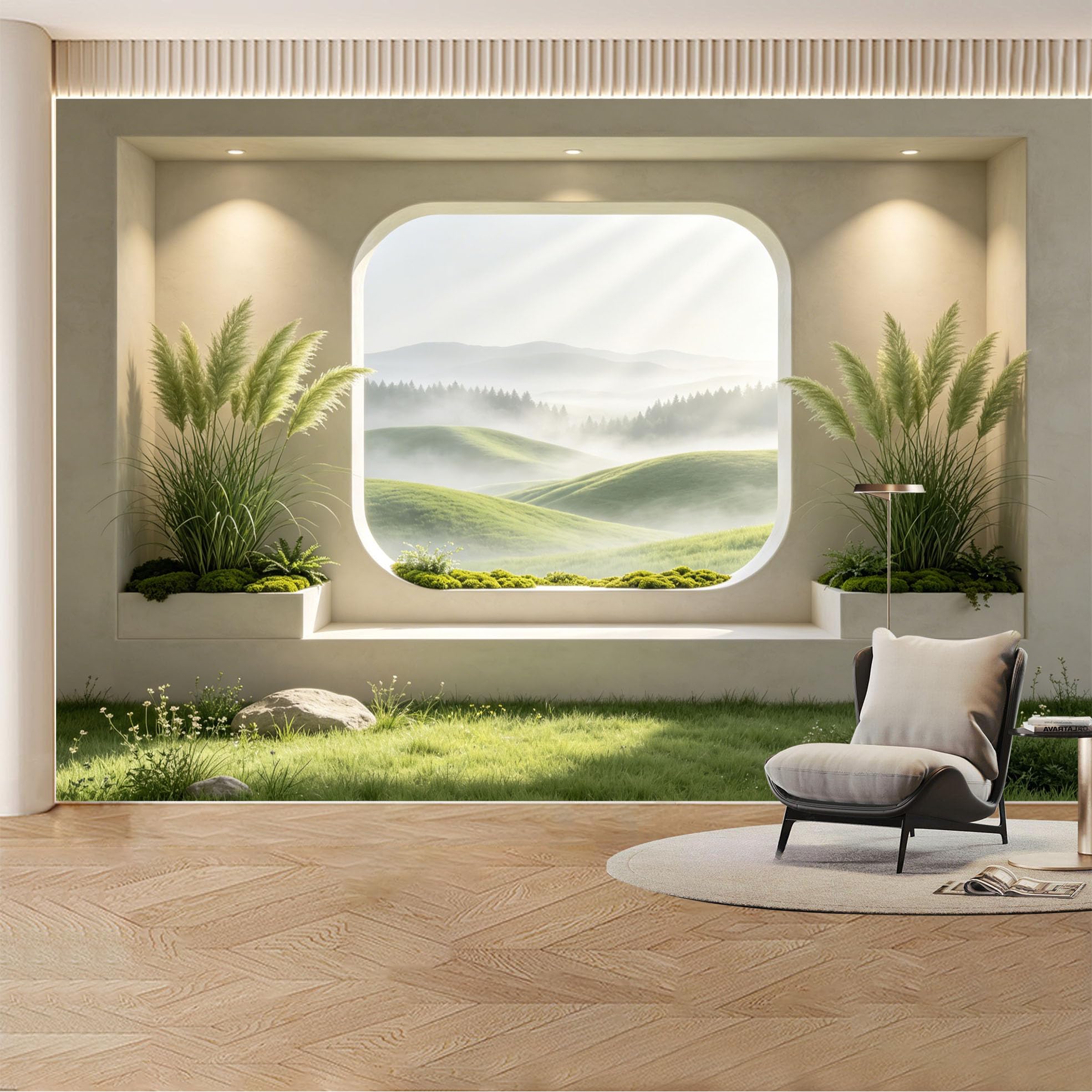 Custom Wall Mural Wallpaper Canyon Mountain Landscape 3D Effect Wall Decor Large Wall Art Sunset Misty Removable SelfAdhesive Large Photo for Living Room， Bedroom， Office