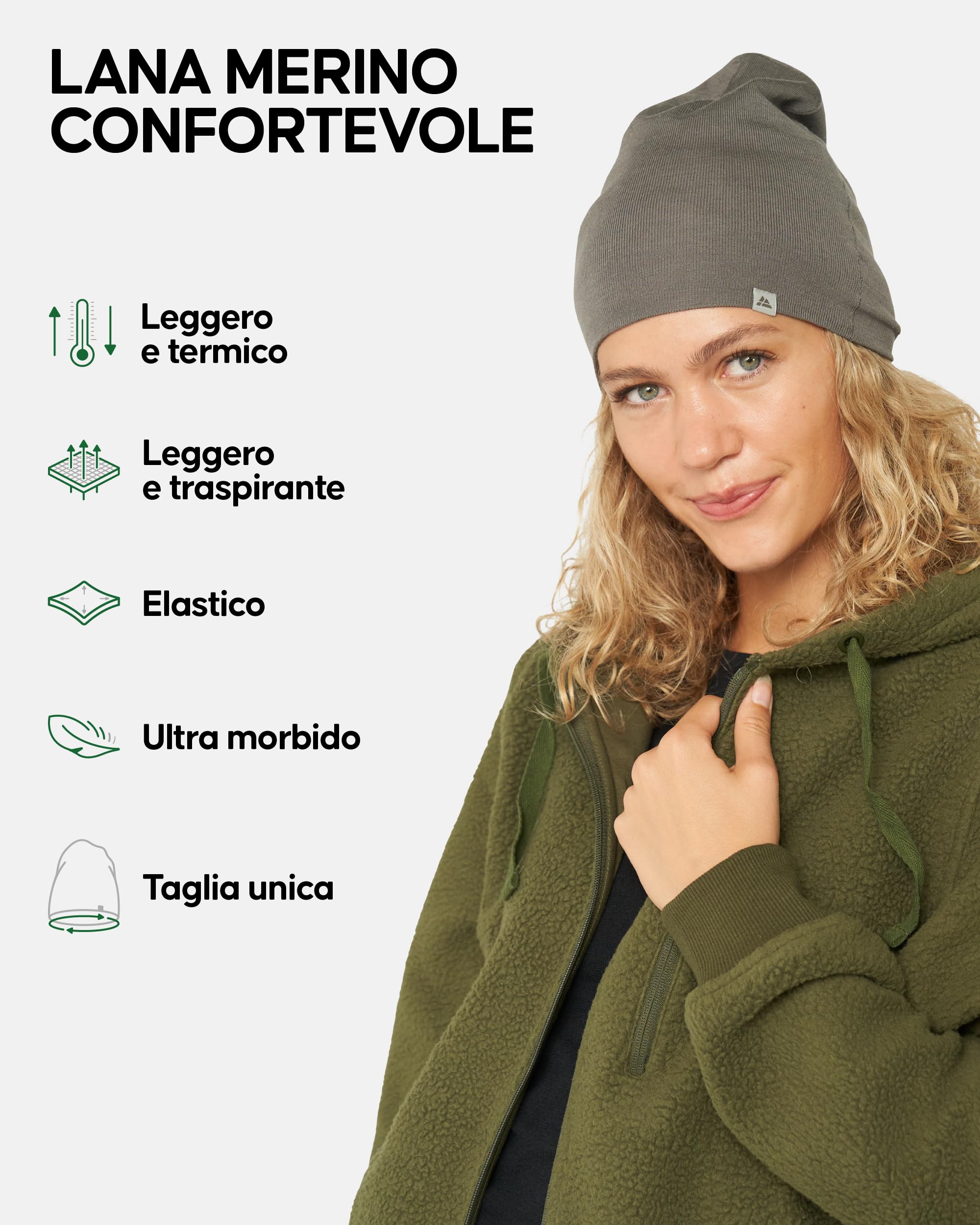 DANISH ENDURANCE Cappello Lana Merino, Berretto per Uomo e Donna, Beanie Sportivo