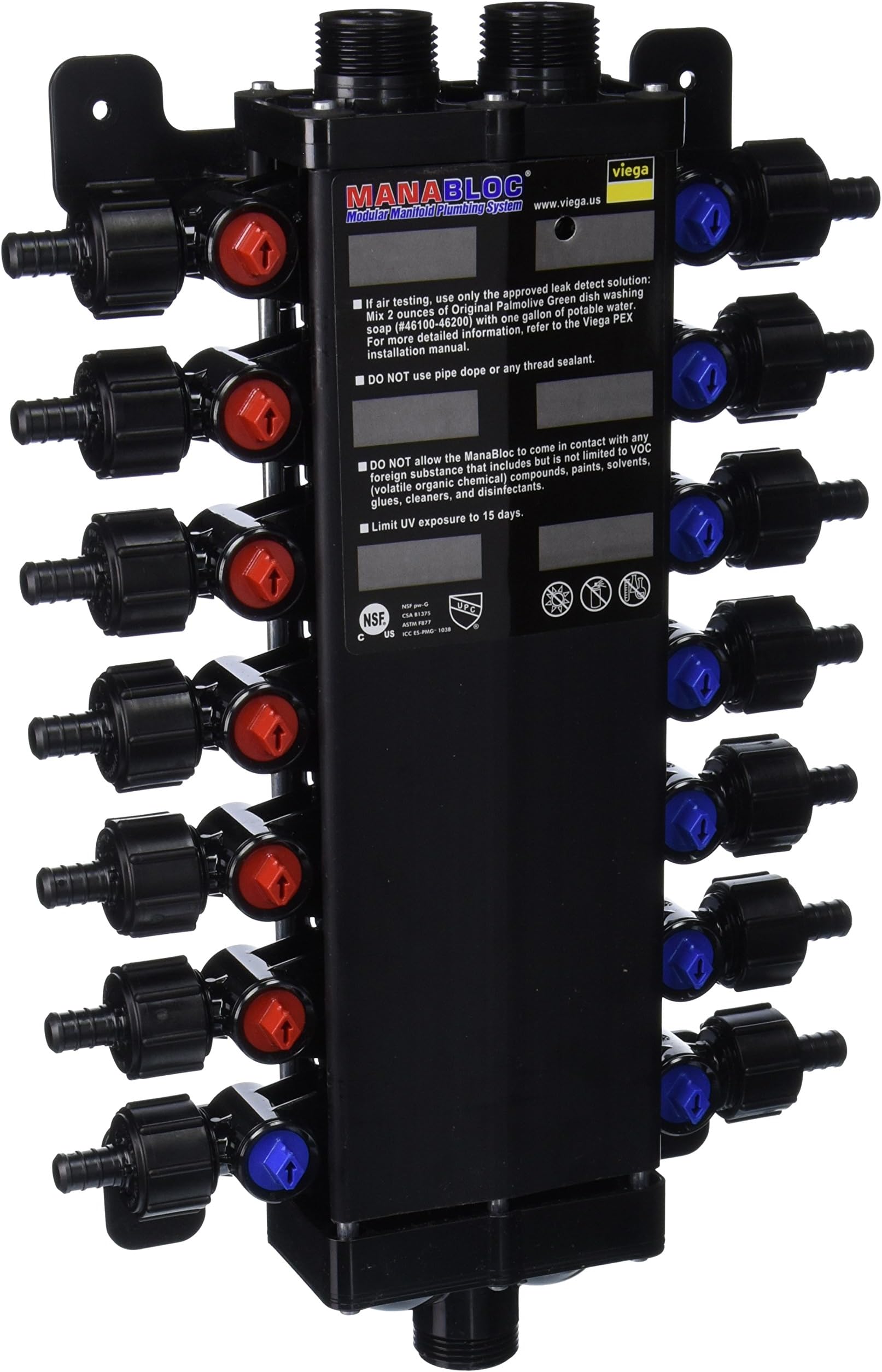 50143-1/2-Inch PureFlow Zero Lead Poly Alloy PEX Crimp Manabloc With 14 Ports - 8 Cold 6 Hot