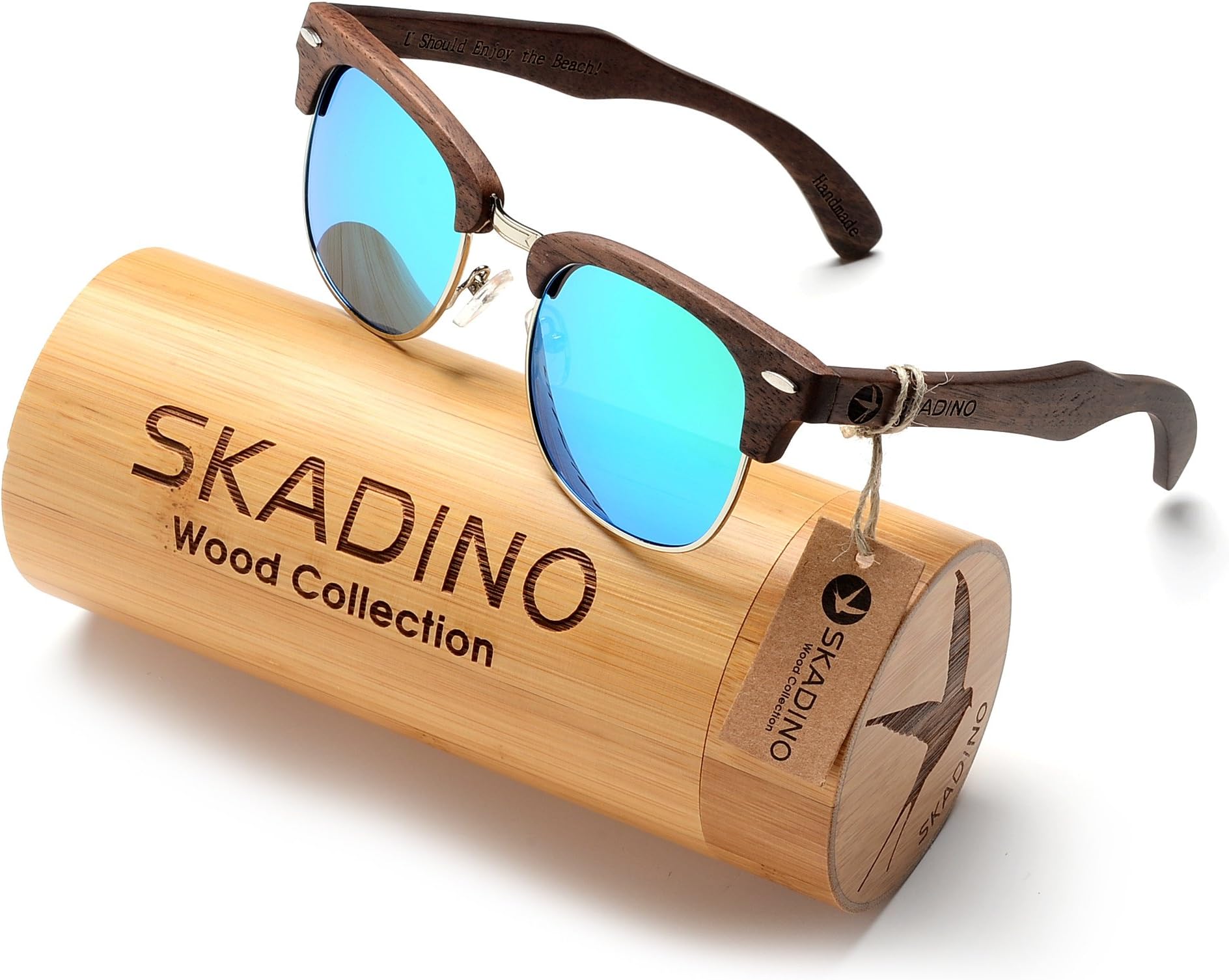 SKADINO Wood Sunglasses for Women&Men Handmade with Polarized Lens-Walnut