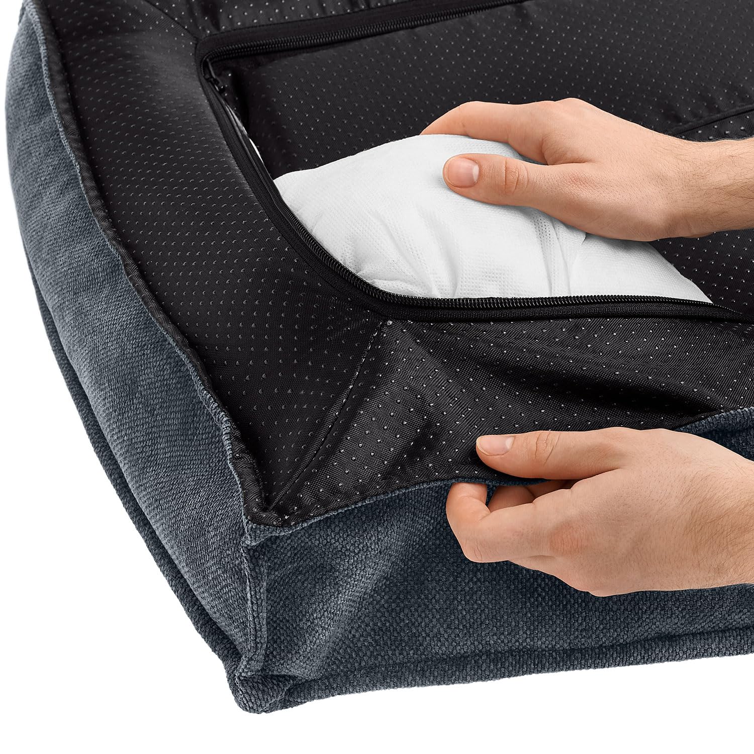 HUNTER Orthopädisches/Ergonomisches Hundebett MELUN, ergonomisches Hundebett mit Memoryschaum, druckentlastend und gelenkschonend, abnehmbarem Bezug, Farbe: anthrazit, Größe: M