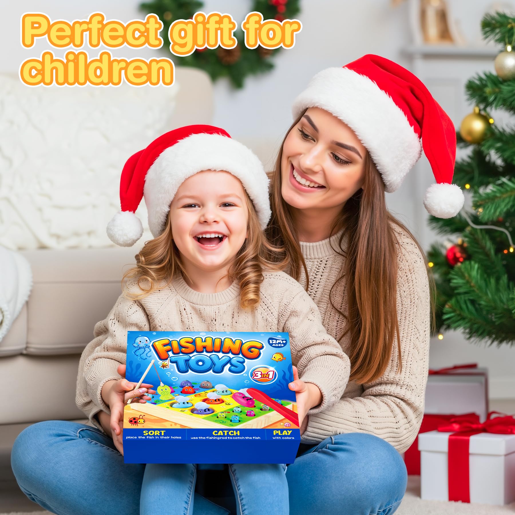 COOLJOY Giocattolo Partire dai 2 Anni Gioco di Pesca Magnetica Montessori Giocattolo Magnetico Giocattolo in Legno Regalo per Ragazzo e Ragazza Montessori Giocattoli a Partire dai 2 3 Anni