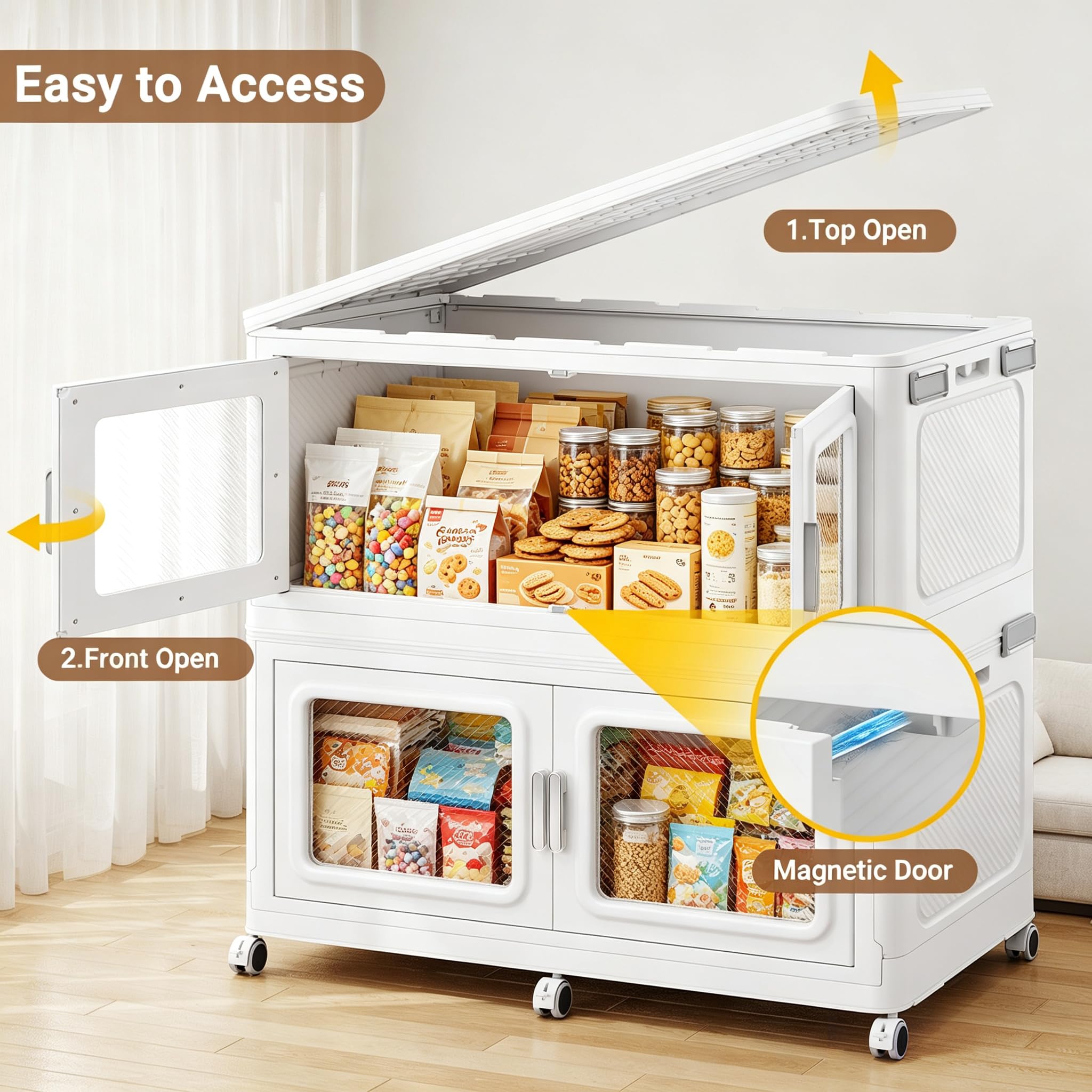 BROVIEW Contenitore impilabile extra large da 240 Qt con coperchi