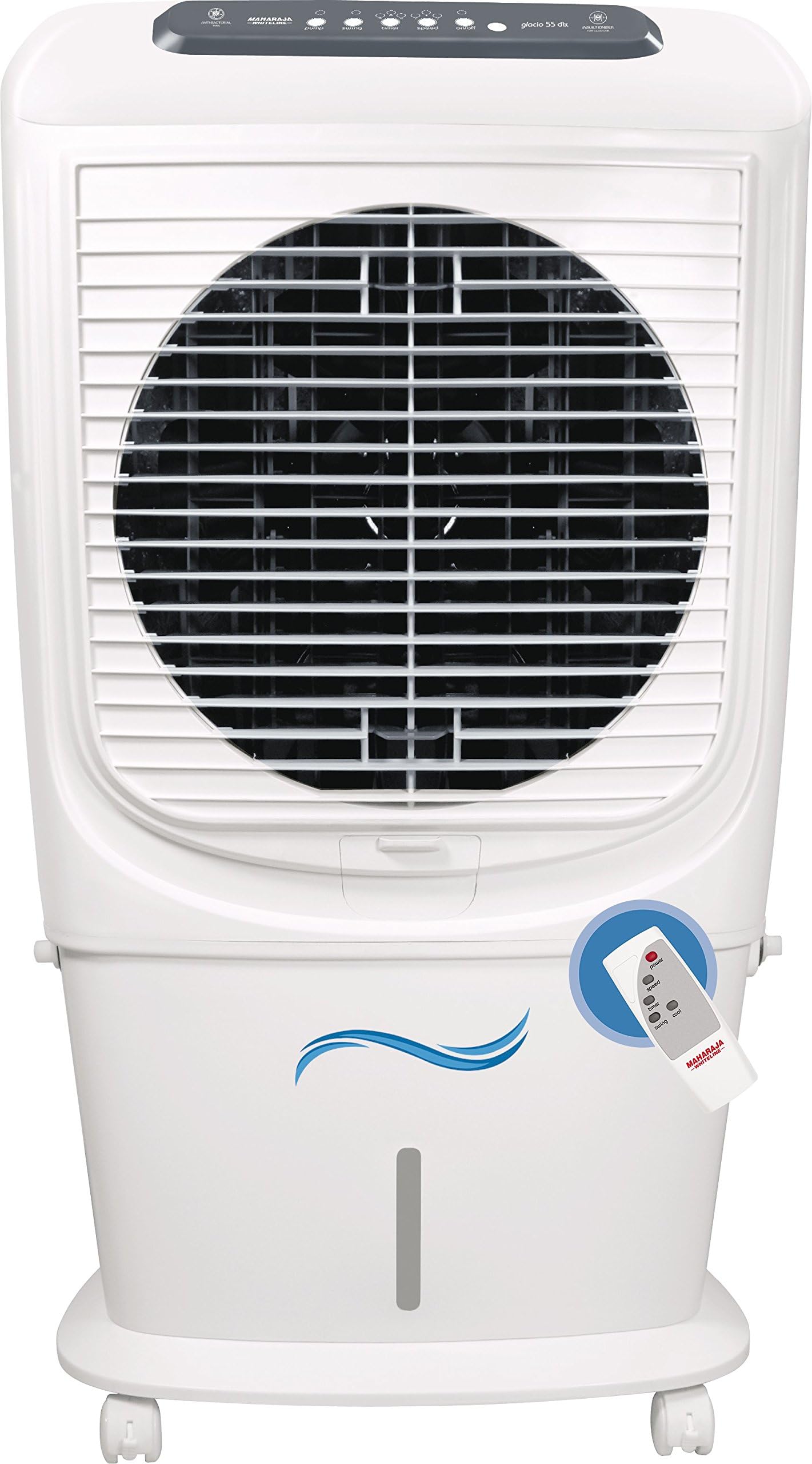 Maharaja Whiteline Plastic Glacio 55 DLX Co-133 Air Cooler with Remote Control, White, 55 Liters