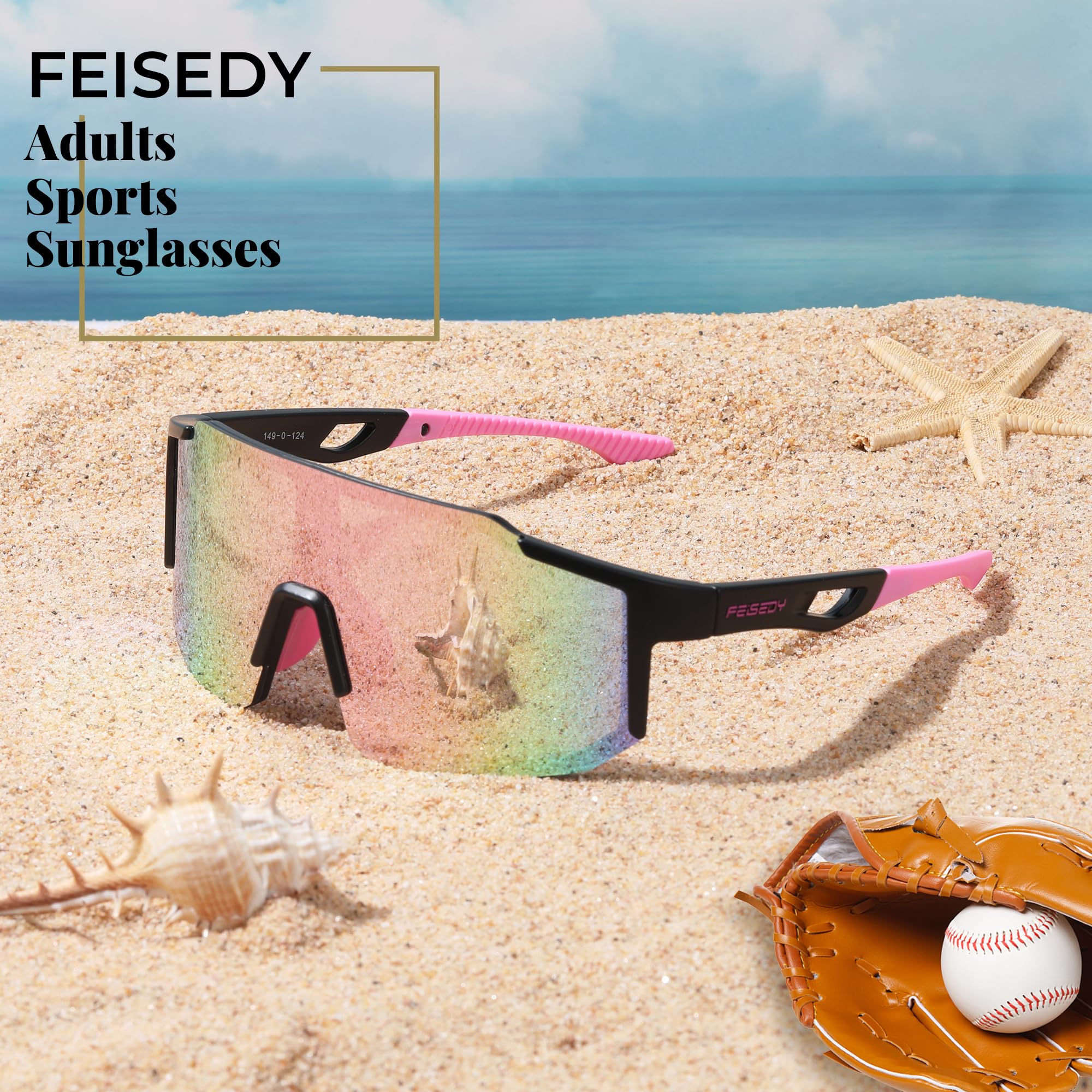 FEISEDY Sports Sunglasses for Men, Women and Teens - Baseball, Biking, Cycling UV400 Protection B2388