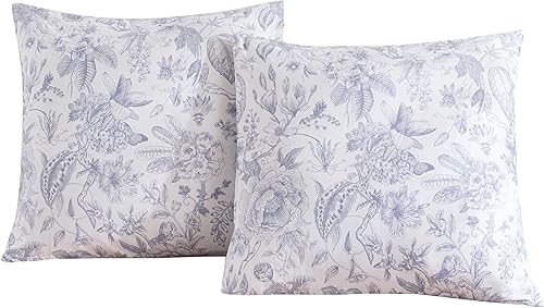 Miniatura 30 de ECOCOTT Juego de 2 fundas de almohada 100 % algodón con estampado floral, tamaño estándar, cierre de sobre súper suave (estándar, 20 x 26 pulgadas)