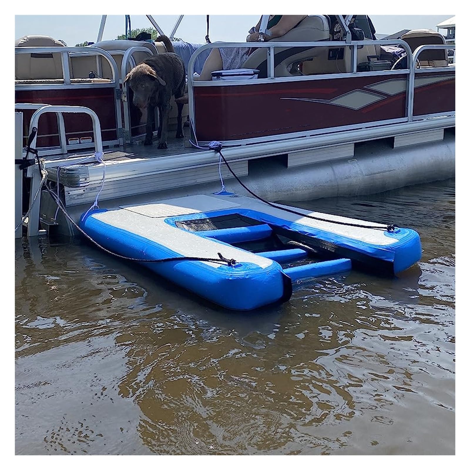 rampa gonfiabile per cani Rampa Gonfiabile Dell'acqua Del Cane Per La Barca, Piattaforma Del Bacino Dell'animale Domestico Grande Carico 105kg/ 231.5lbs, Pieghevole Scala Galleggiante Riutilizzabile D