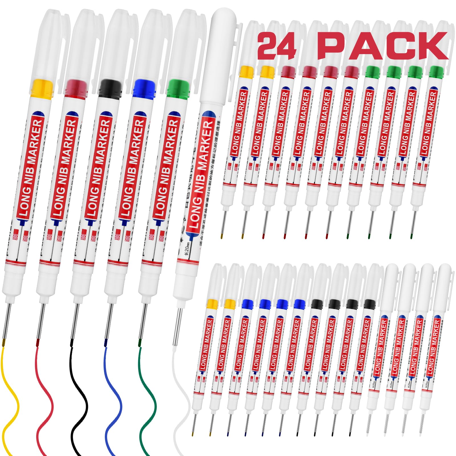12 PCS Long Head Deep Hole Marker Pens,20mm Long Nib Marker,Longs Nose Markers,Waterproof Construction Markers Marking Tool,Permanent Markers Carpenter Ink marker Pens,Metal marking Pen — Amazon image 8