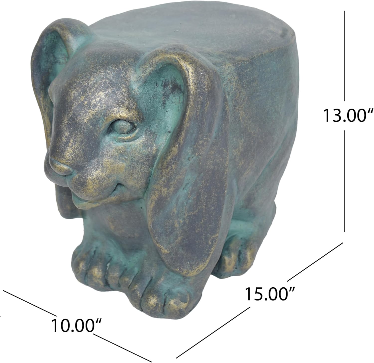 Decorative Outdoor Garden Stool, Animals Lightweight Concrete, Distressed Patina Finish, No Assembly Required (Rabbit)