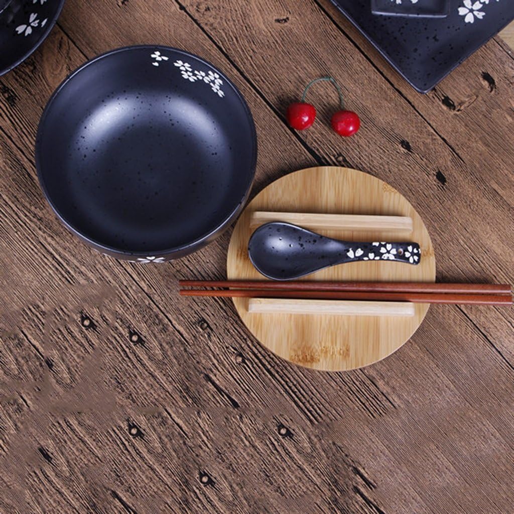 zaqiming Japanese Cuisine Tableware Korean Vintage Bowl Noodles Rice Bowl Japanese Style White Ceramic Instant Noodle Bowl Chopsticks with lid and Spoon Kitchen Supplies - Image 5