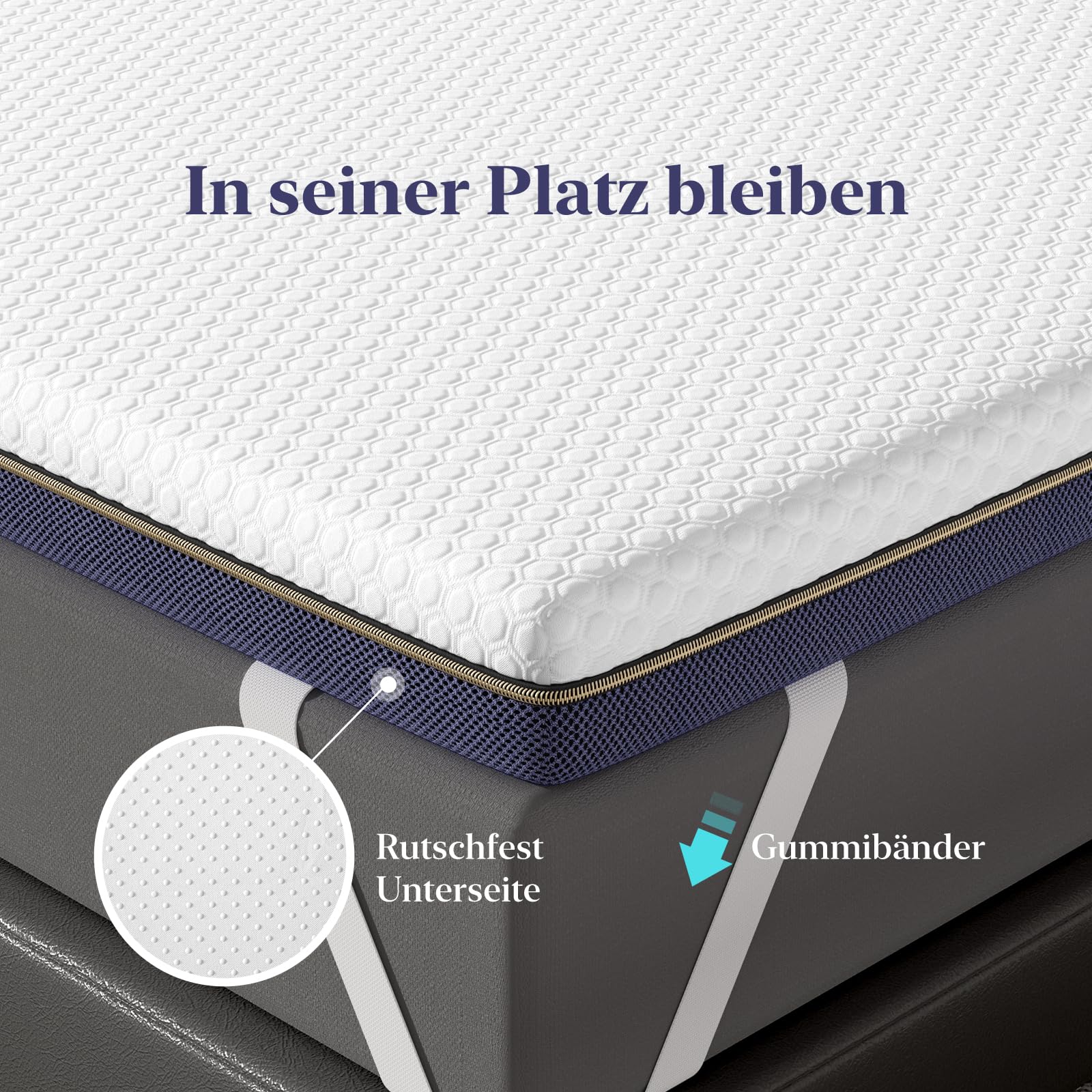 Matrastopper, 140 x 200 cm, 10 cm hoog, traagschuim, matras met 4