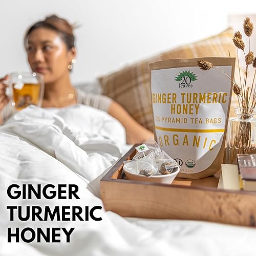 Miniatura 4 de Surtido de té de especias 100% orgánico certificado, Sweet Chai, miel de cúrcuma de jengibre, menta, 25 bolsas de té piramidales cada una, paquete