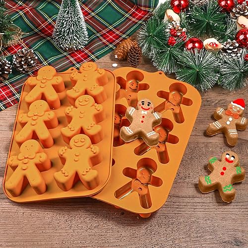 Miniatura 7 de Webake Molde de silicona para hombre de jengibre, 6 cavidades con forma de hombre de jengibre para pasteles, jabón, gelatina, galletas (paquete de 2)