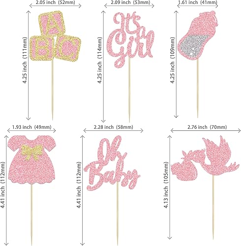 Miniatura 51 de 24 piezas Oh Baby Boy Cupcake Toppers Silver Glitter Enterizo Botella Cisne Baby Shower Boy Cupcake Picks Género Reveal Theme Baby Shower Niños